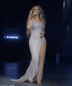 Beyonce rocks diamanté mesh gown in Toronto